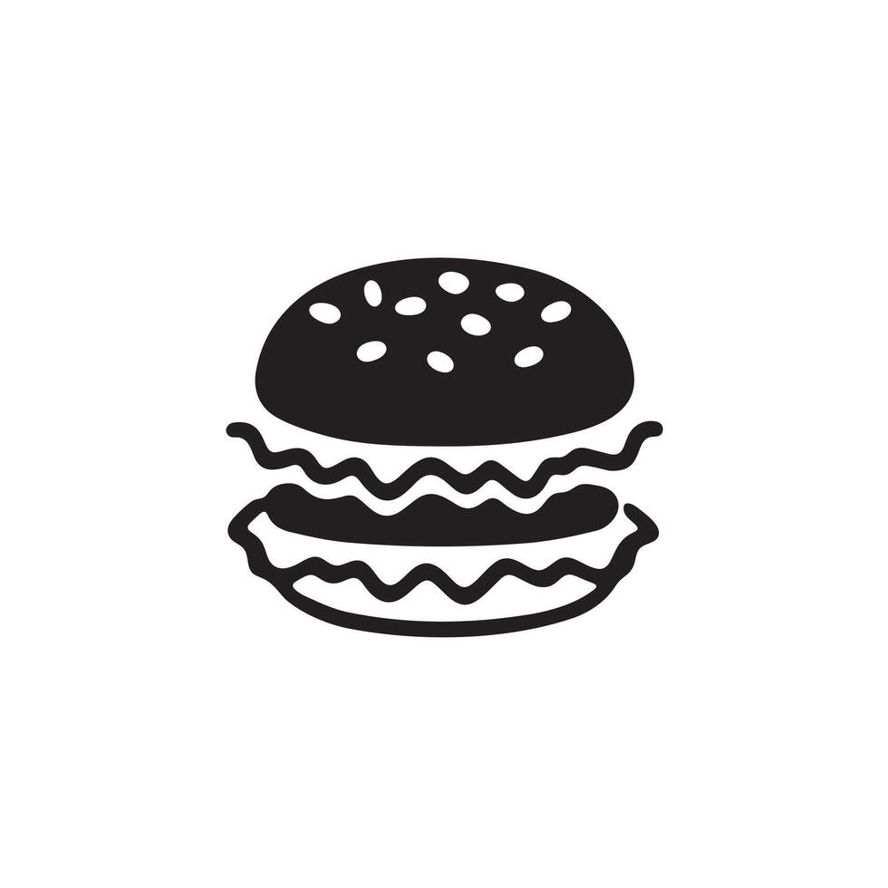 A burger with vegetables icon silhouette on white background vector