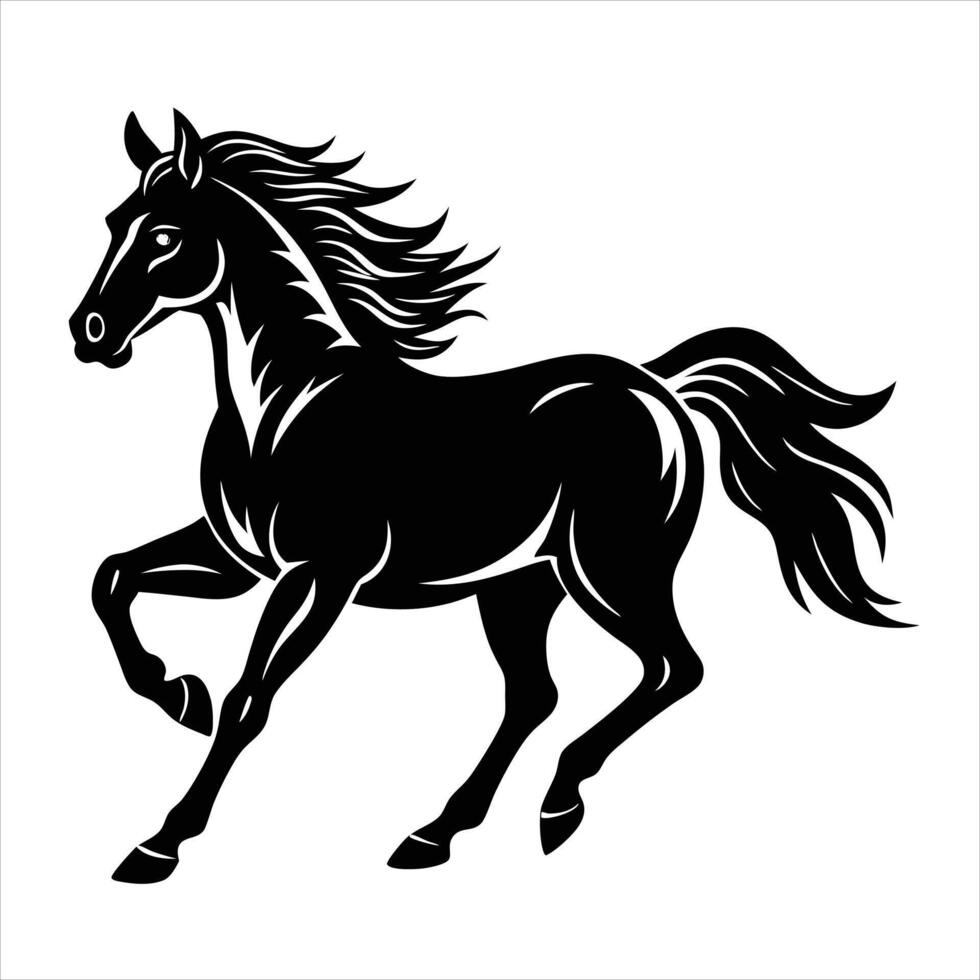 Black horse running vector