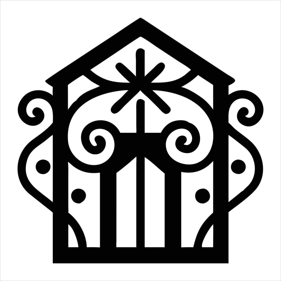 A black and white illustration of a house with a door vector