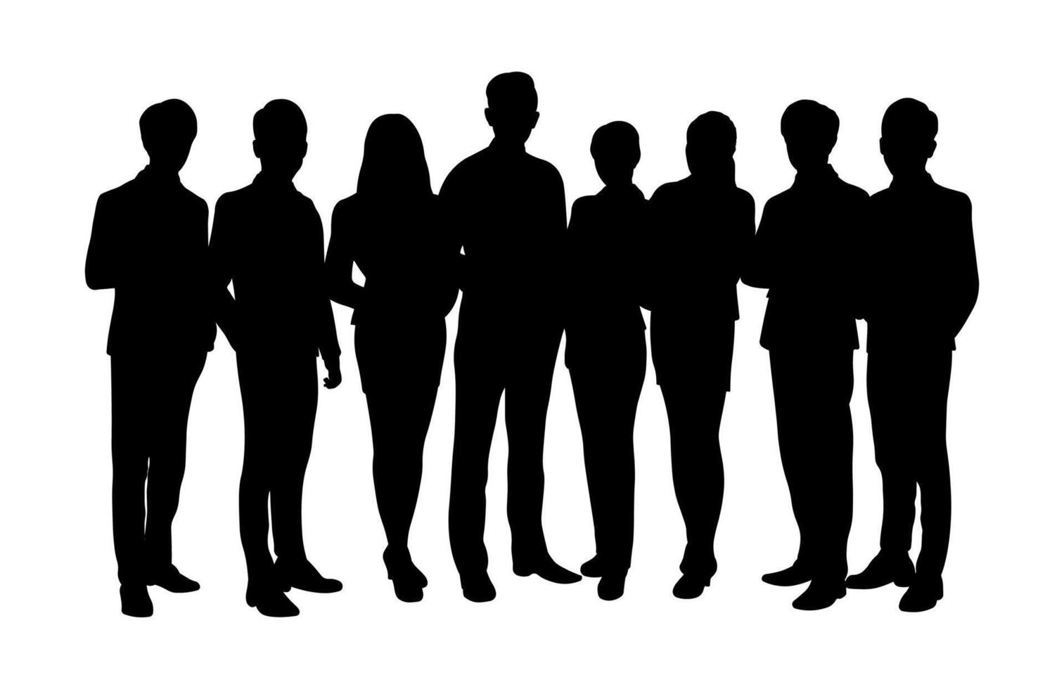 A Leader Who Unites. Male Executive Standing with Managers and Employees vector