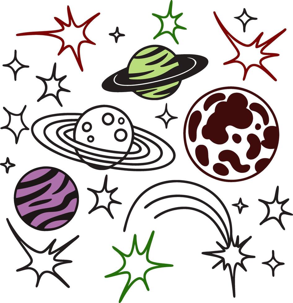 Discover the Magic of Dazzling Planets and Shooting Stars vector
