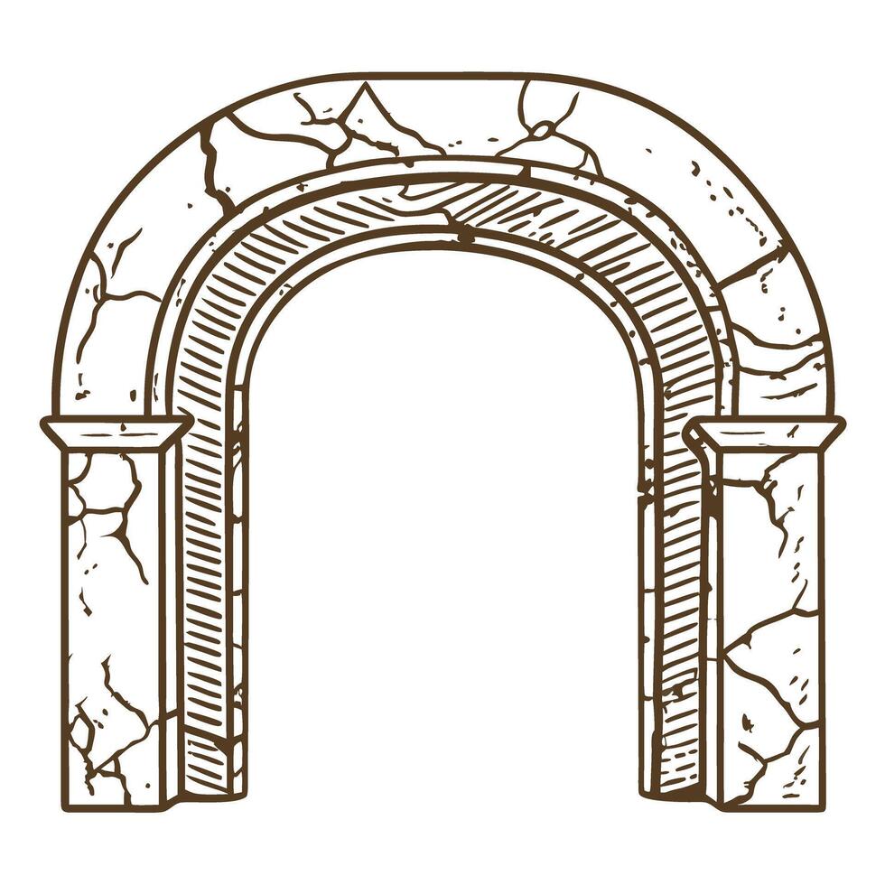 Antique stone arch illustration with classical design features vector
