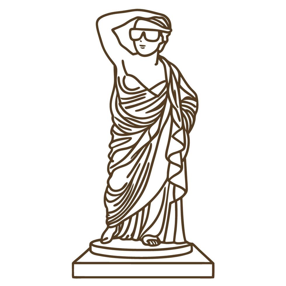 Roman statue with sunglasses, modern twist classical art meets contemporary vector