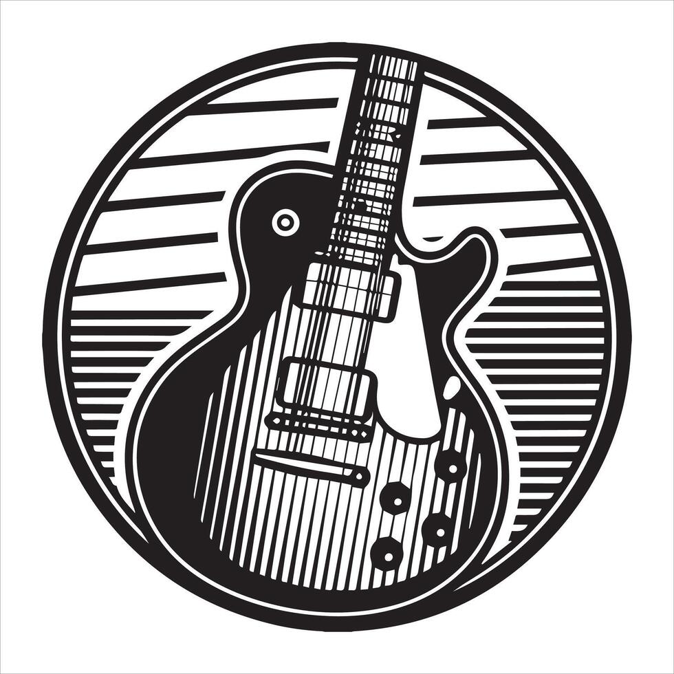 A black and white guitar vector