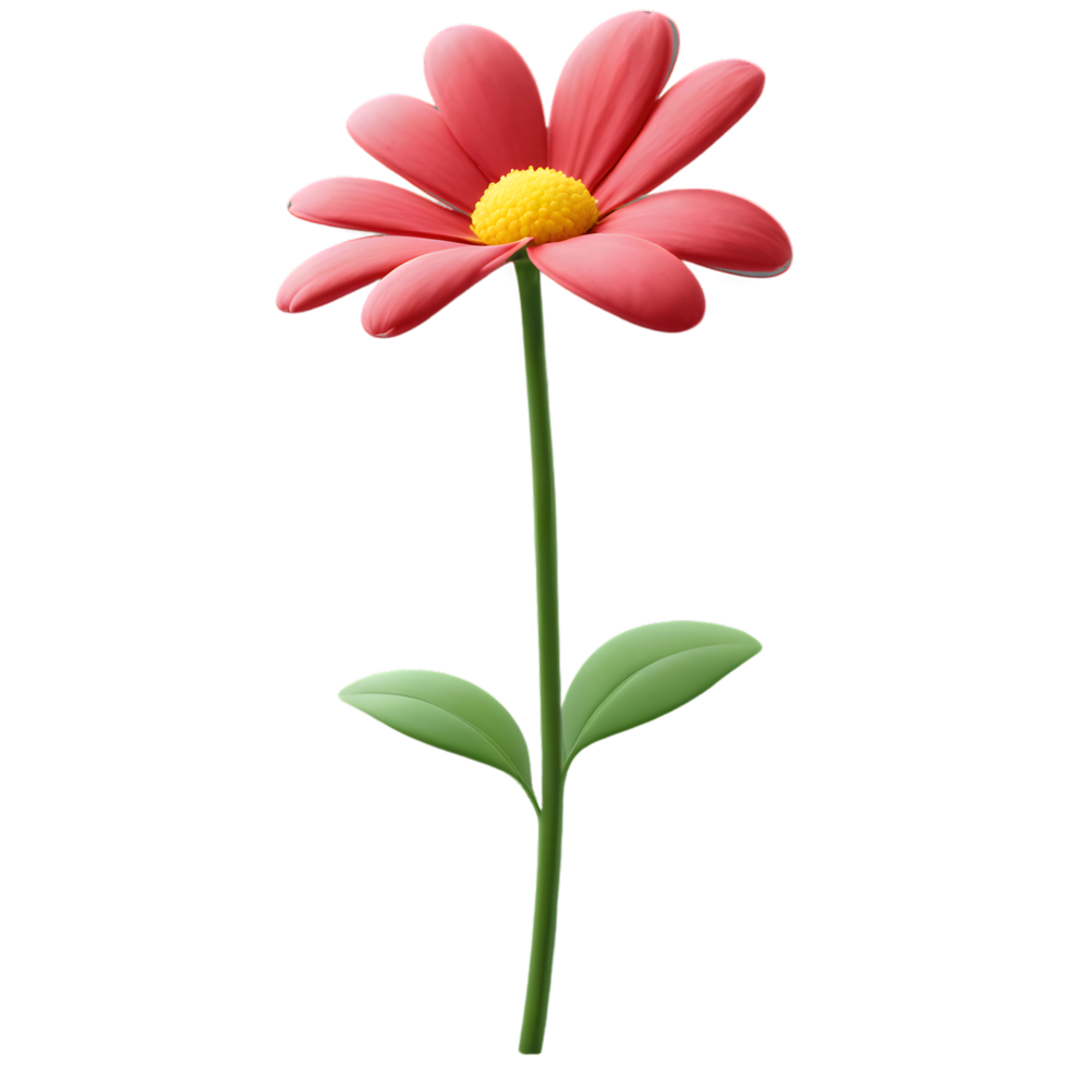A single red flower with a yellow center png