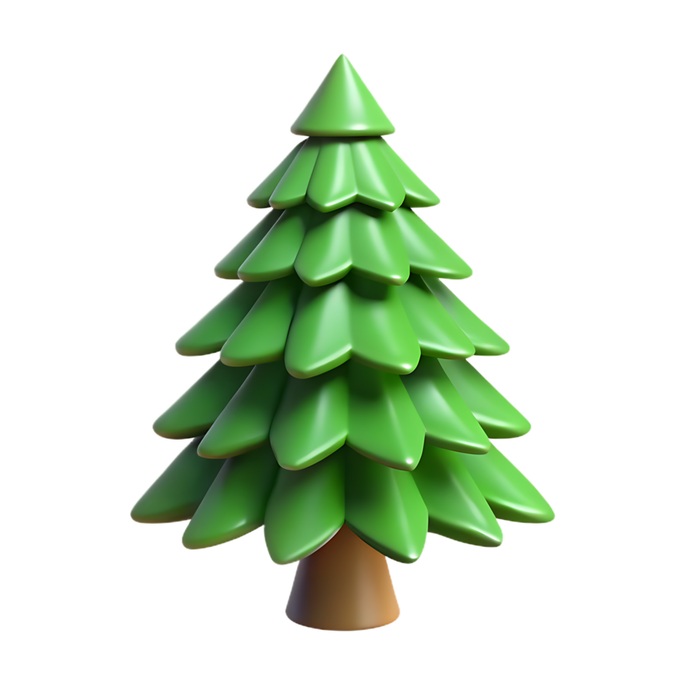 Stylized 3D Rendering of a Lush Green Christmas Tree Illustration png