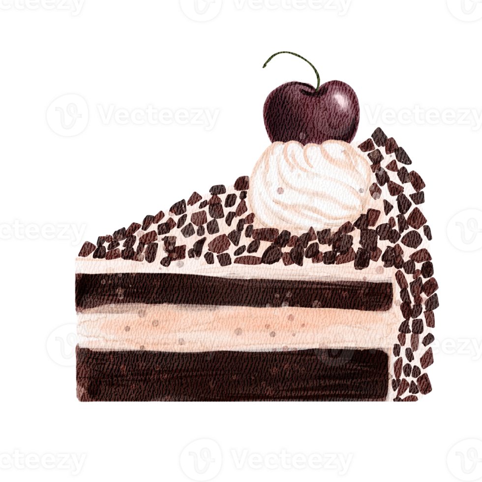 A slice of cake with a cherry on top png