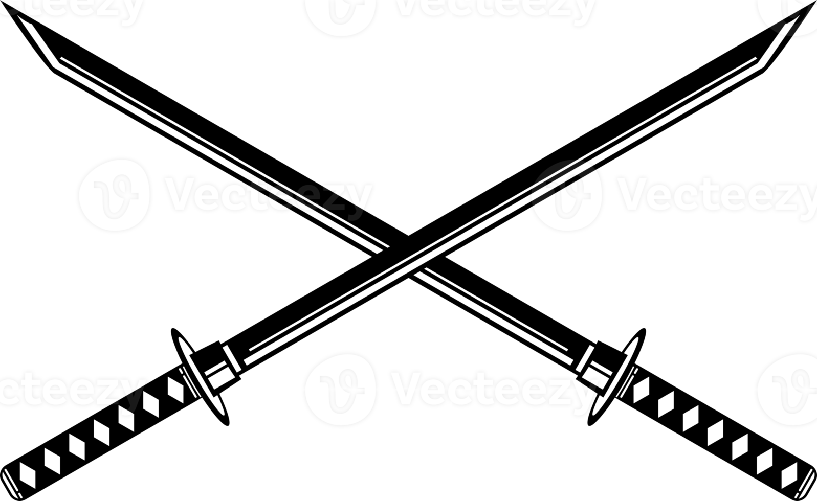 Double cross katana sword samurai ronin japanese style icon png