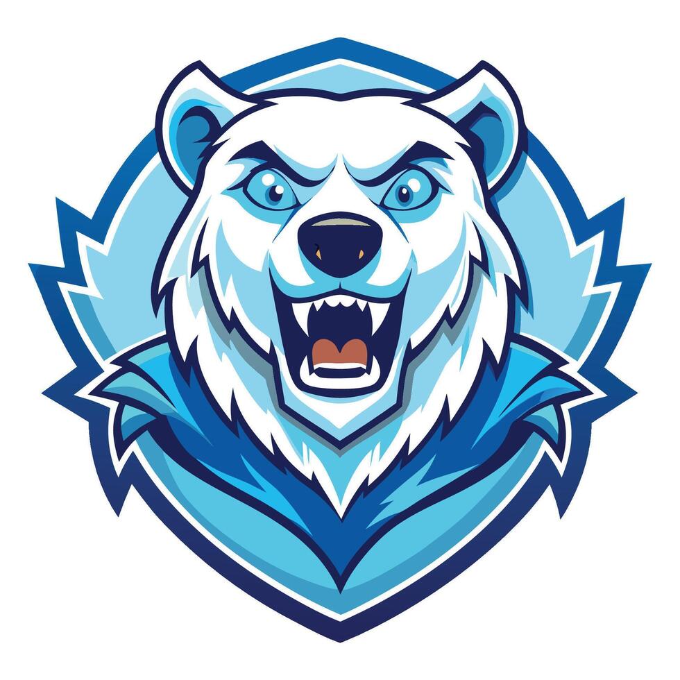 Illustration of a Friendly and Energetic Ice Bear Mascot Cartoon vector