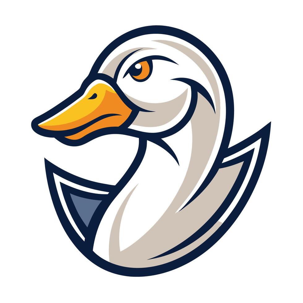 Minimalist Logo Illustration of a Goose Mascot with Clean Lines and Vibrant Colors vector