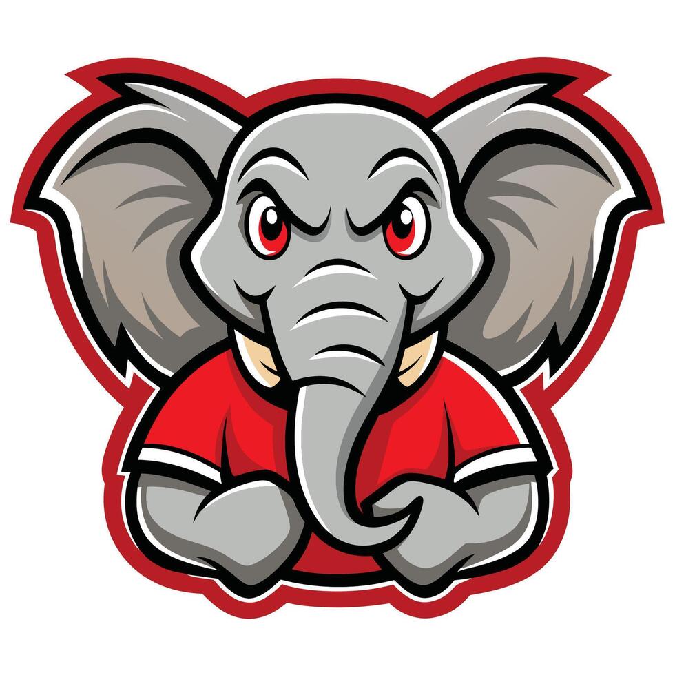 Cartoon Mascot Illustration of an Elephant in a Dynamic Pose vector