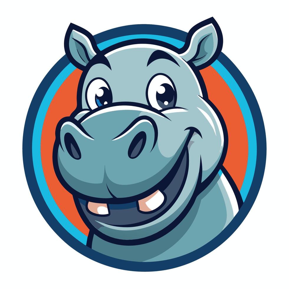 Cute and Friendly Hippo Mascot Character in a Minimalist Logo Illustration vector