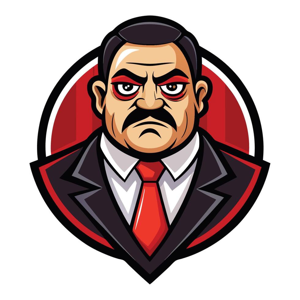 Cartoon Mafia Mascot with Logo Illustration vector