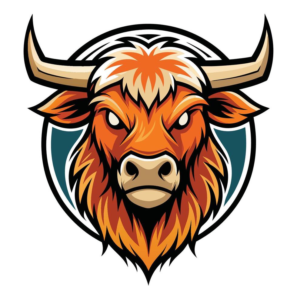 Illustration of a Simplified Highland Cow Mascot Design vector