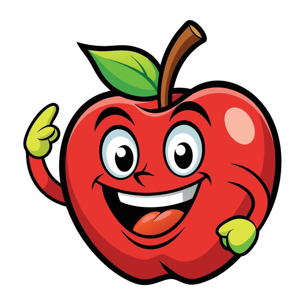 Cartoon Apple Character with a Happy Expression for Logo or Illustration vector