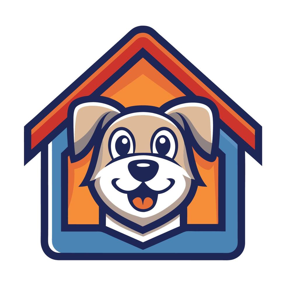 Cute and Simple Mascot of a Dog House with Roof and Bone Window vector