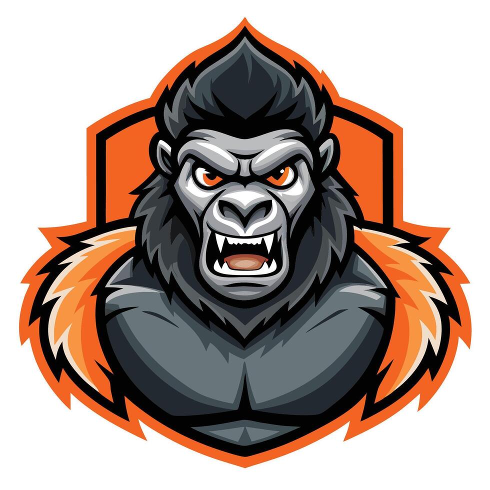 Fierce and Majestic Gorilla Mascot Cartoon with Modern Illustration vector