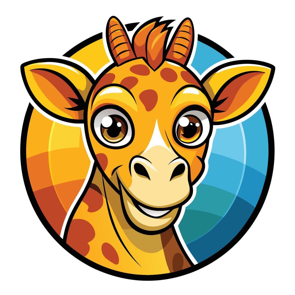 Cartoon Giraffe Mascot Illustration with Striking Silhouette vector