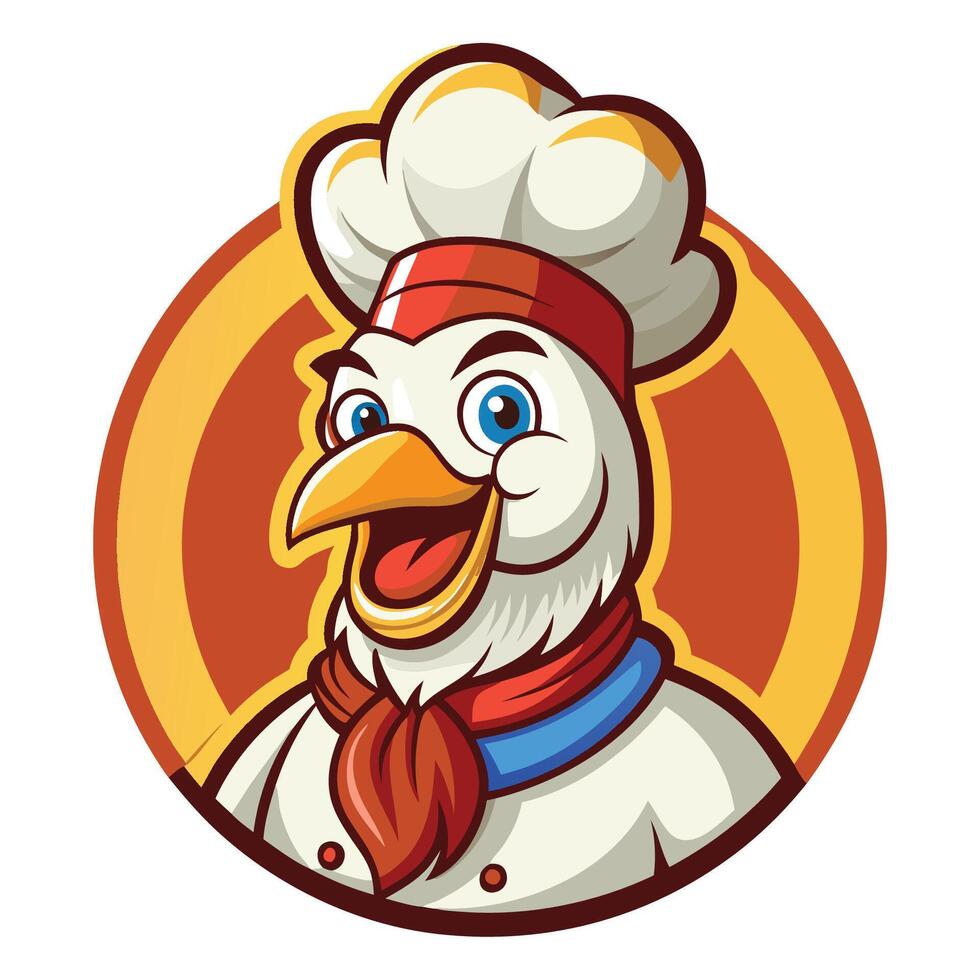 Illustration of a Cartoon Chef Rooster Mascot vector