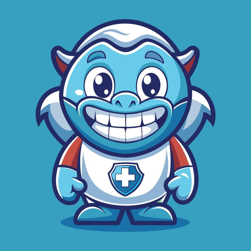 Cartoon Style Dental Mascot Character with Logo Elements vector