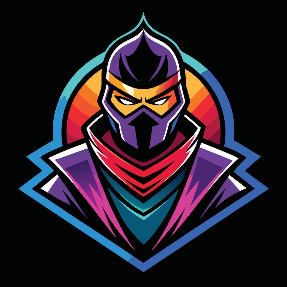 Gradient Ninja A Vibrant and Energetic Logo Illustration vector