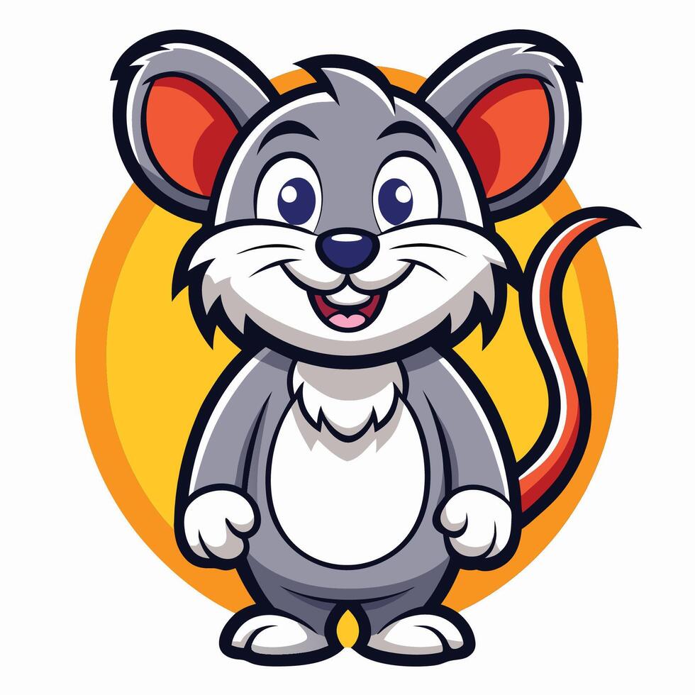 Adorable Logo Illustration of a Playful and Cute Cartoon Mouse Mascot vector