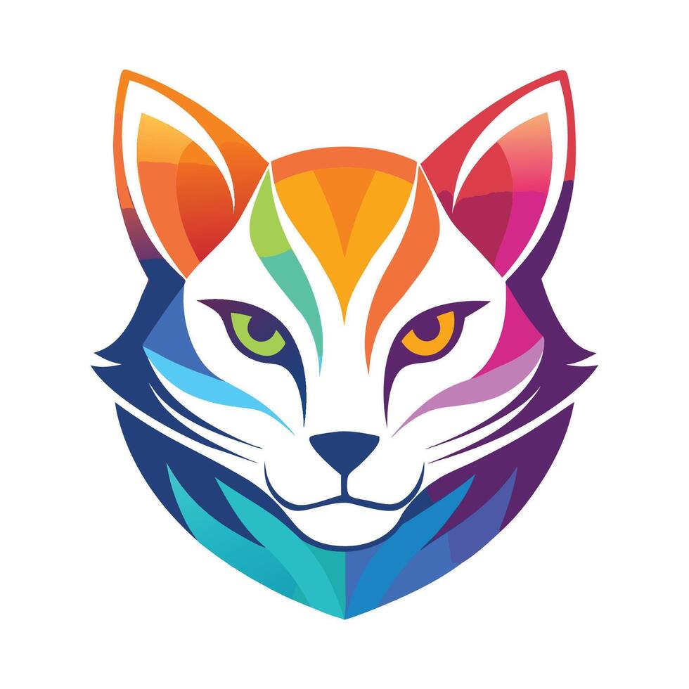 Colorful Gradient Stylized Illustration of a Stylish Cat vector