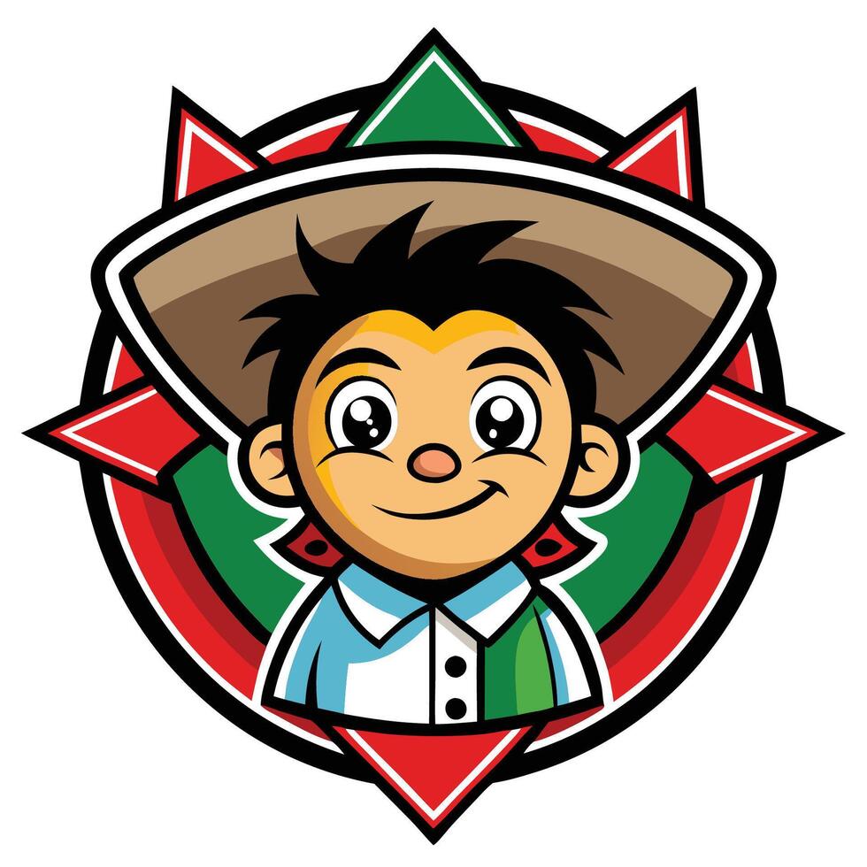 Cheerful Cartoon Illustration of a Mexican Boy in a Festive Outfit vector