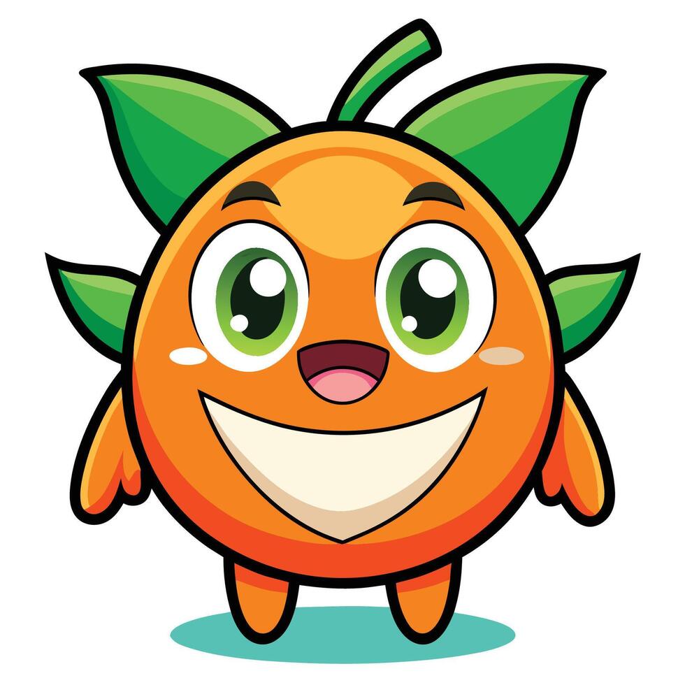 Adorable Orange Cartoon Car Mascot with Big Eyes and a Friendly Expression vector
