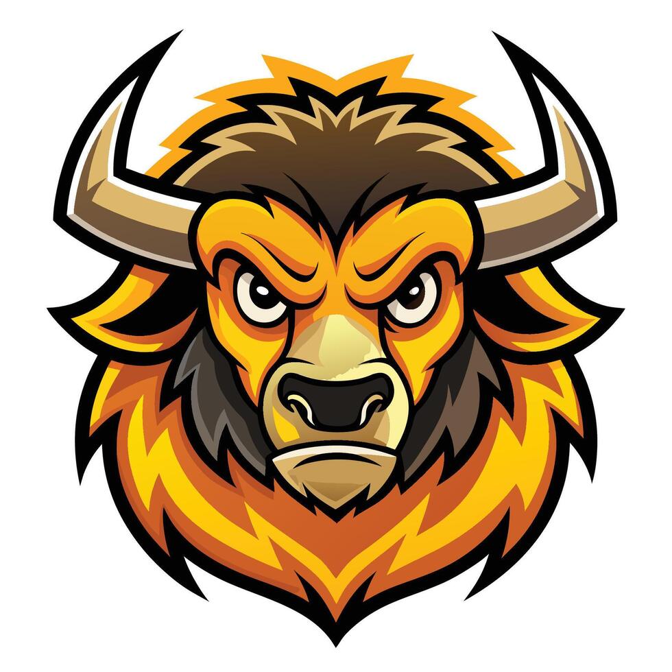 Illustration of a Cartoon Buffalo Mascot with a Sword vector