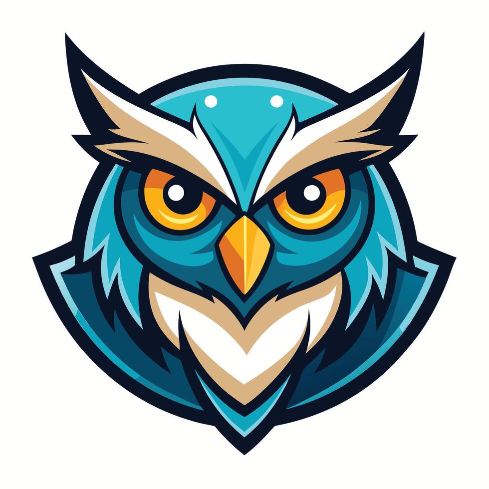 Cartoon Mascot Owl with Intense Gaze and Logo Illustration vector