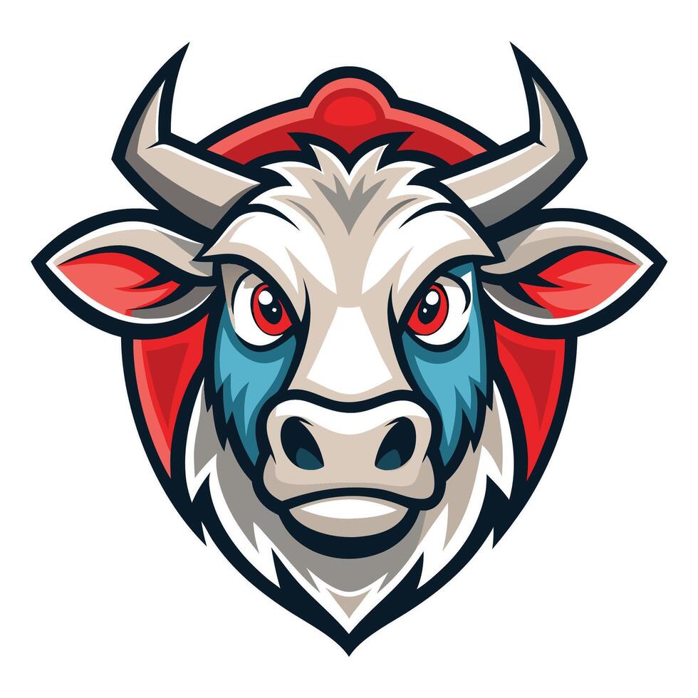 Minimalist Logo Illustration of a Cow Head Mascot vector
