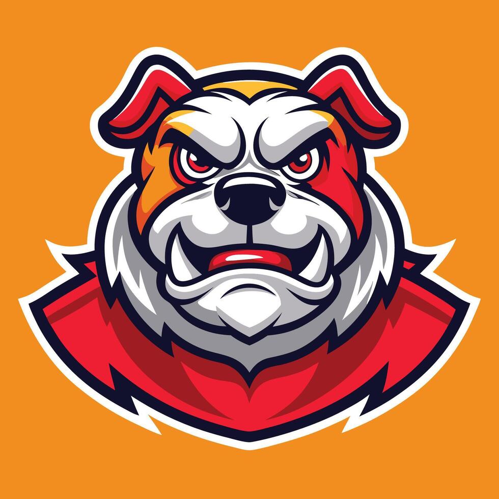 Muscular Bulldog Mascot Character with Fierce Expression in Cartoon Style vector
