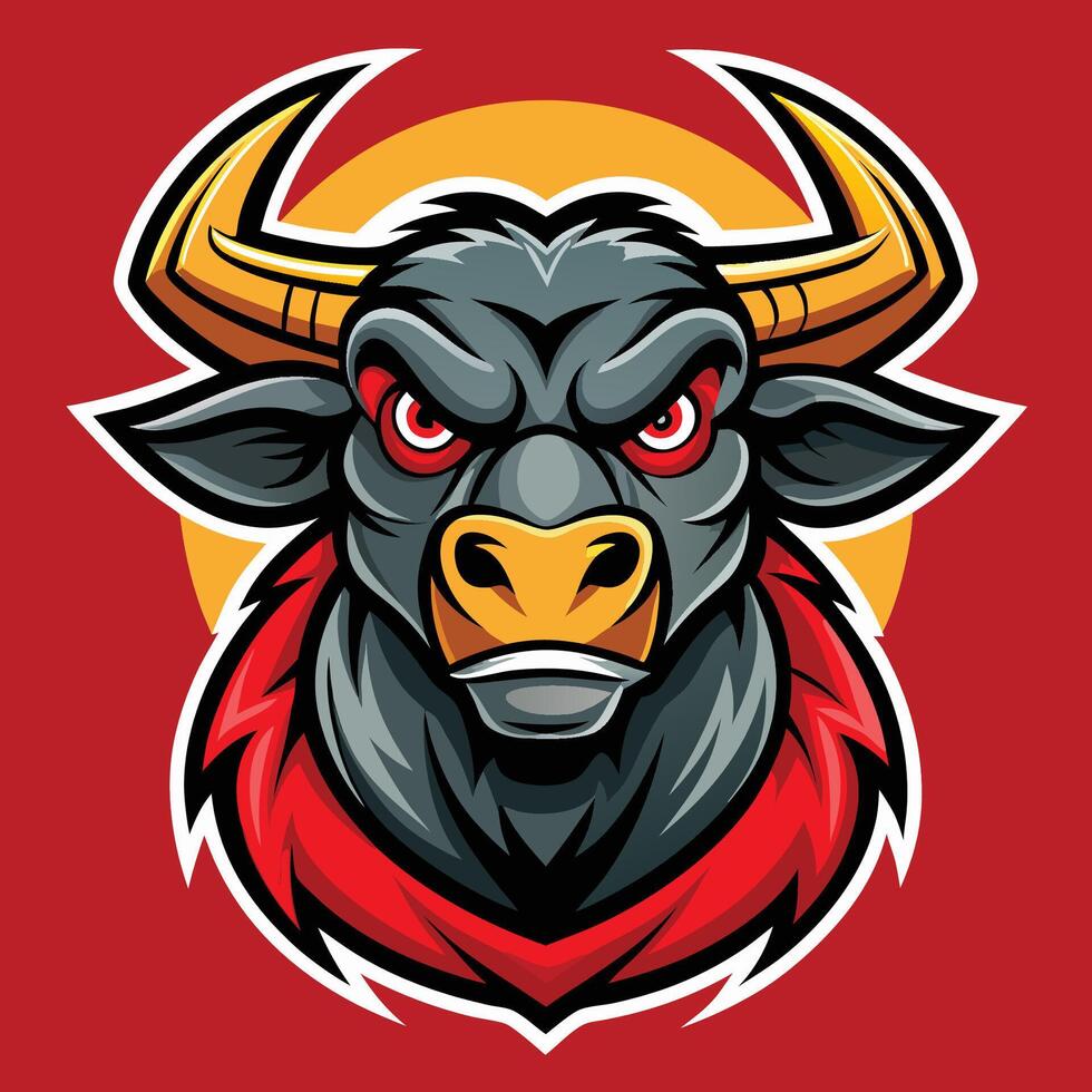 Fierce and Mighty Bull Character in Bold Cartoon Style Logo Illustration vector