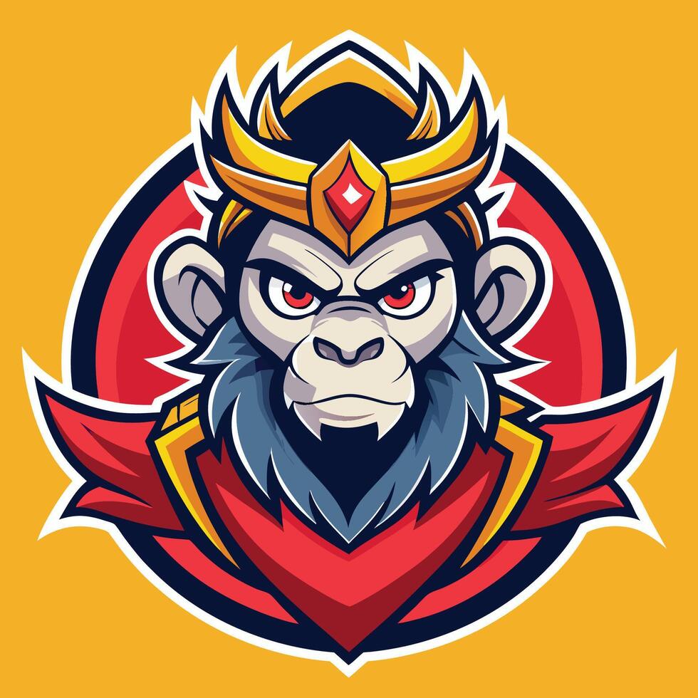 Logo Illustration of a Cartoon Monkey King Mascot Character vector