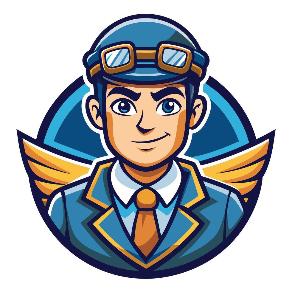 Logo Illustration of a Male Pilot Mascot in a Cartoon Style vector