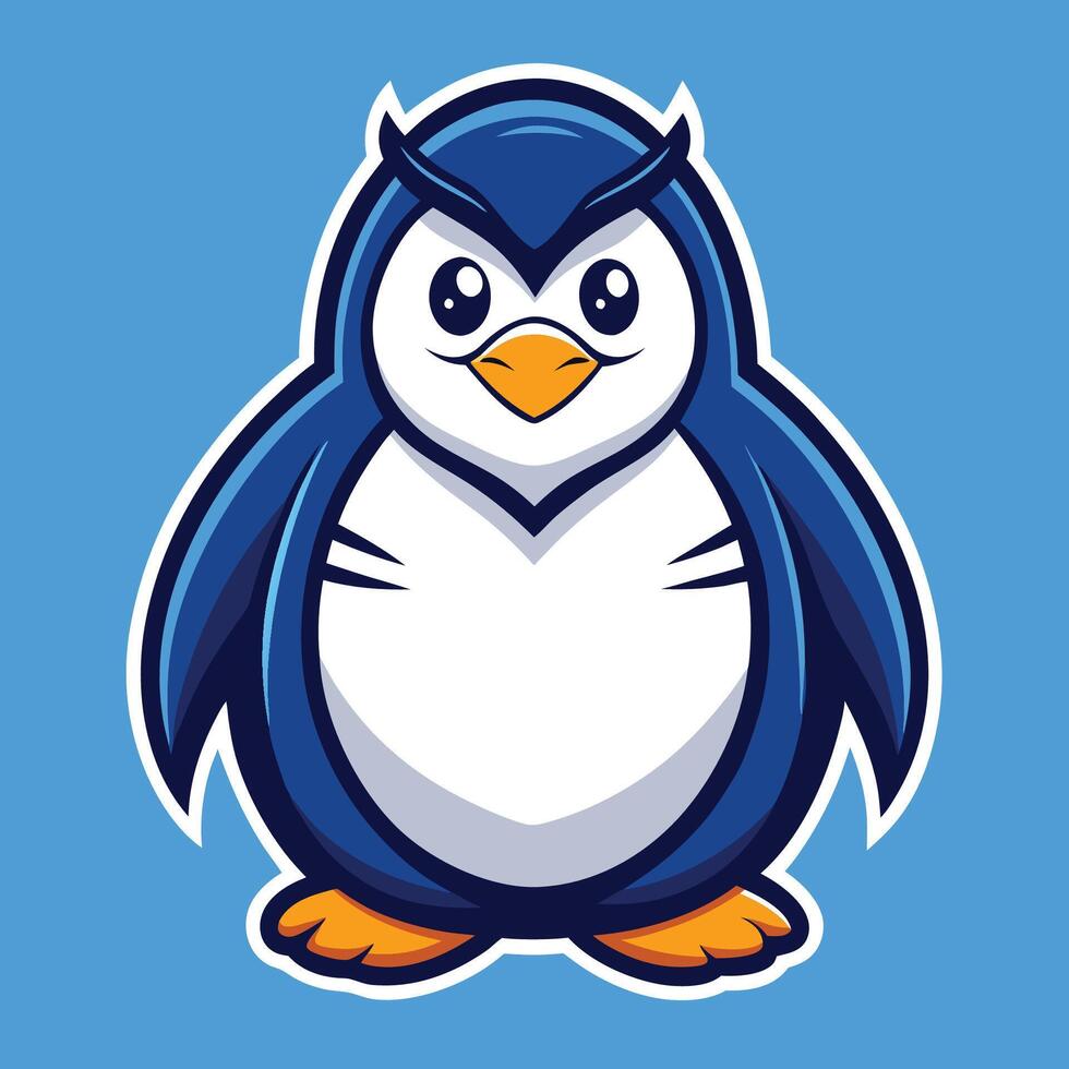 Illustration of a Chubby Penguin Carting Goods Mascot vector