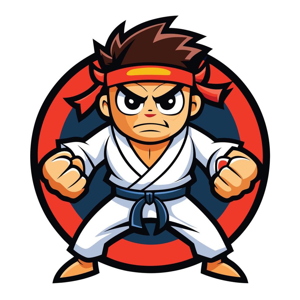 Dynamic Logo Illustration of a Karate Mascot Character in a Cartoon Style vector