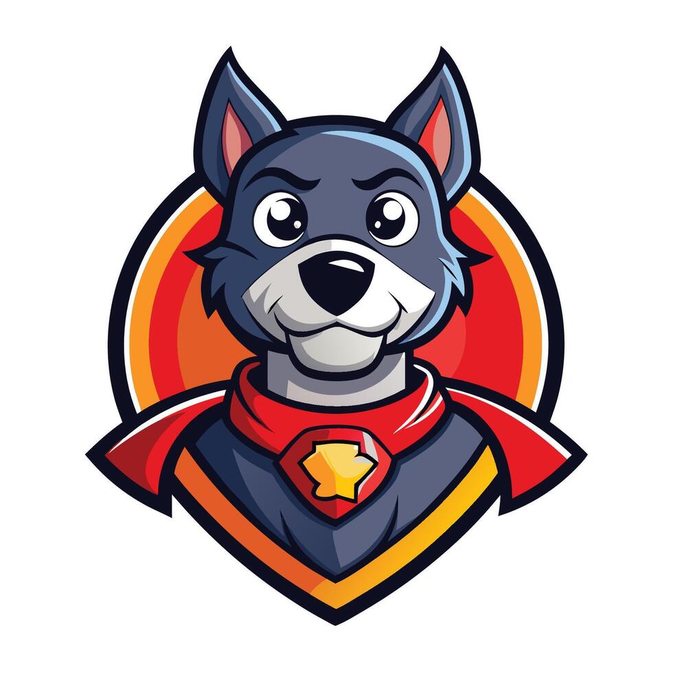 Logo Illustration of a Mighty Canine Hero Dog Mascot Cartoon vector
