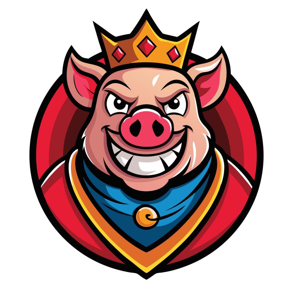 Cartoon Illustration of a Majestic King Pig Mascot with a Royal Crown vector