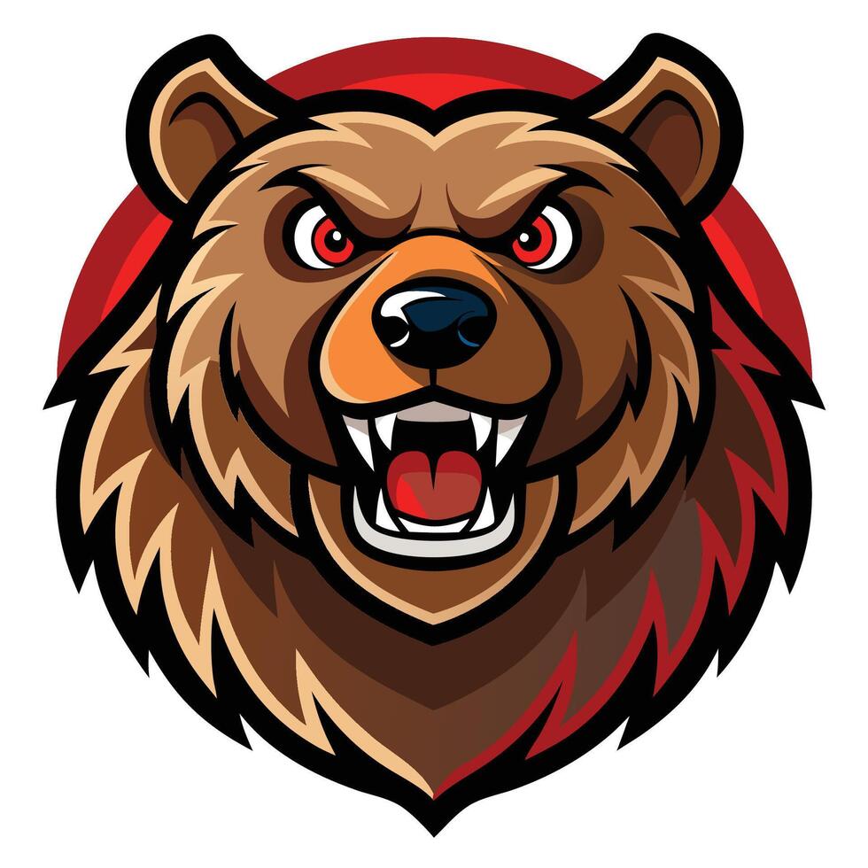 Logo Illustration of a Grizzly Cartoon Mascot with Striking Graphic Design vector