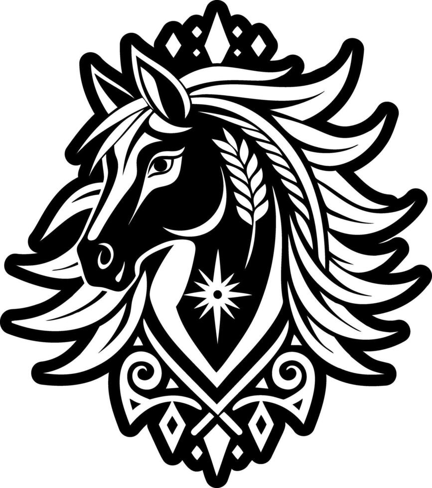 A glyph style icon of horse tattoo vector