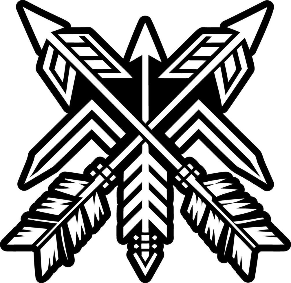A filled style icon of tribal arrows tattoo vector