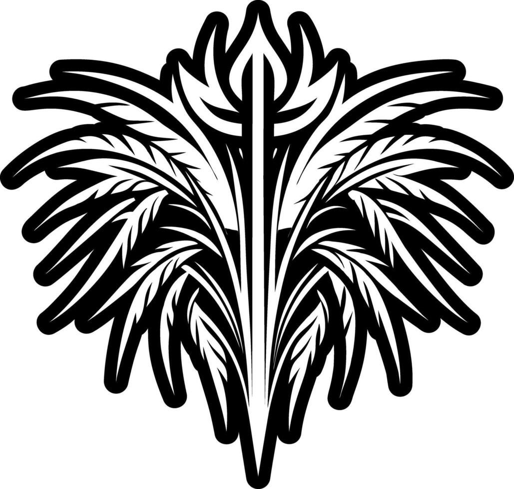 A solid style icon of tribal grass symbol vector