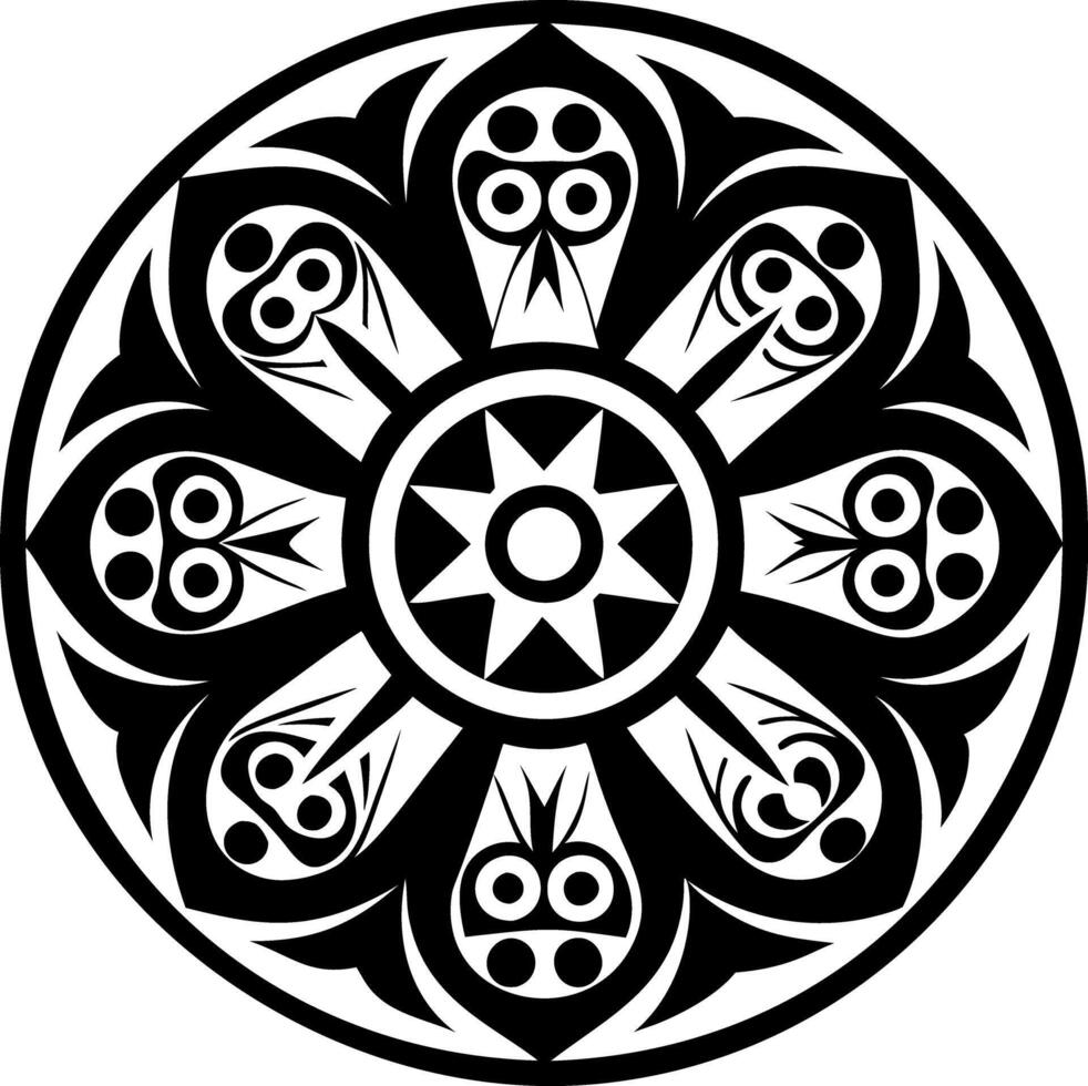 A glyph style icon of sacred wheel symbol vector