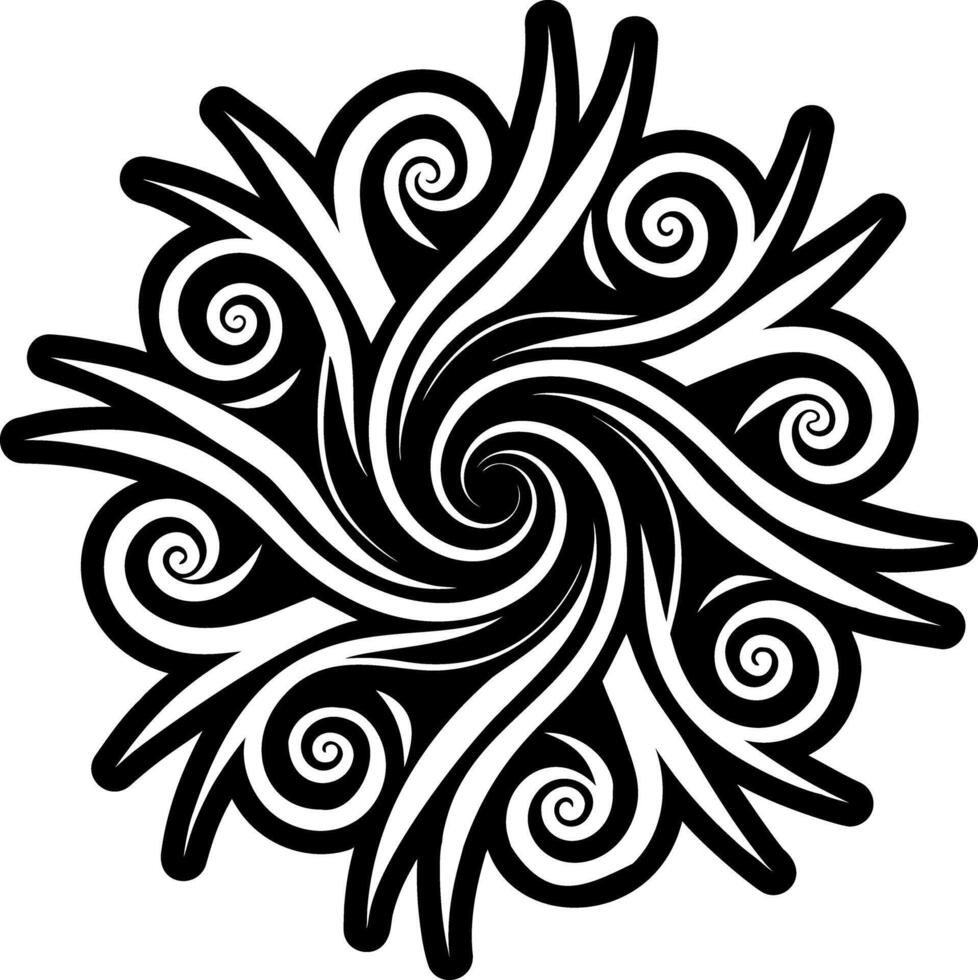 A solid style icon of swirl symbol tattoo vector