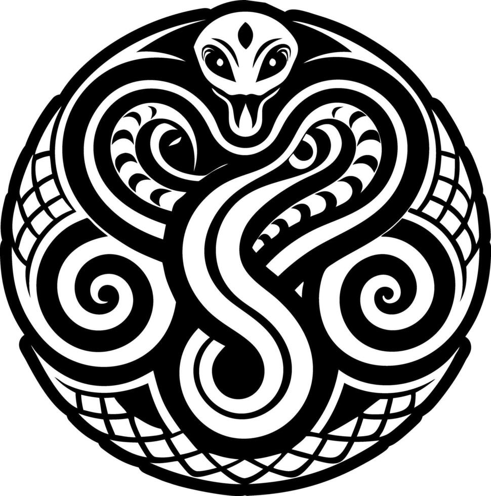 A solid style icon of a snake tattoo vector