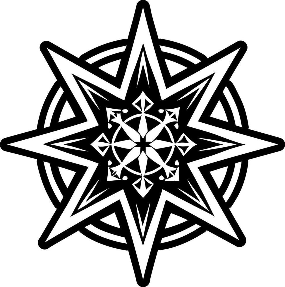 A solid style icon of pointed star tattoo vector