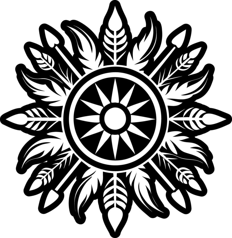 A filled style icon of rays cherokee tattoo vector