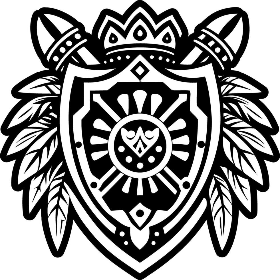 A solid style icon of warrior shield tattoo vector